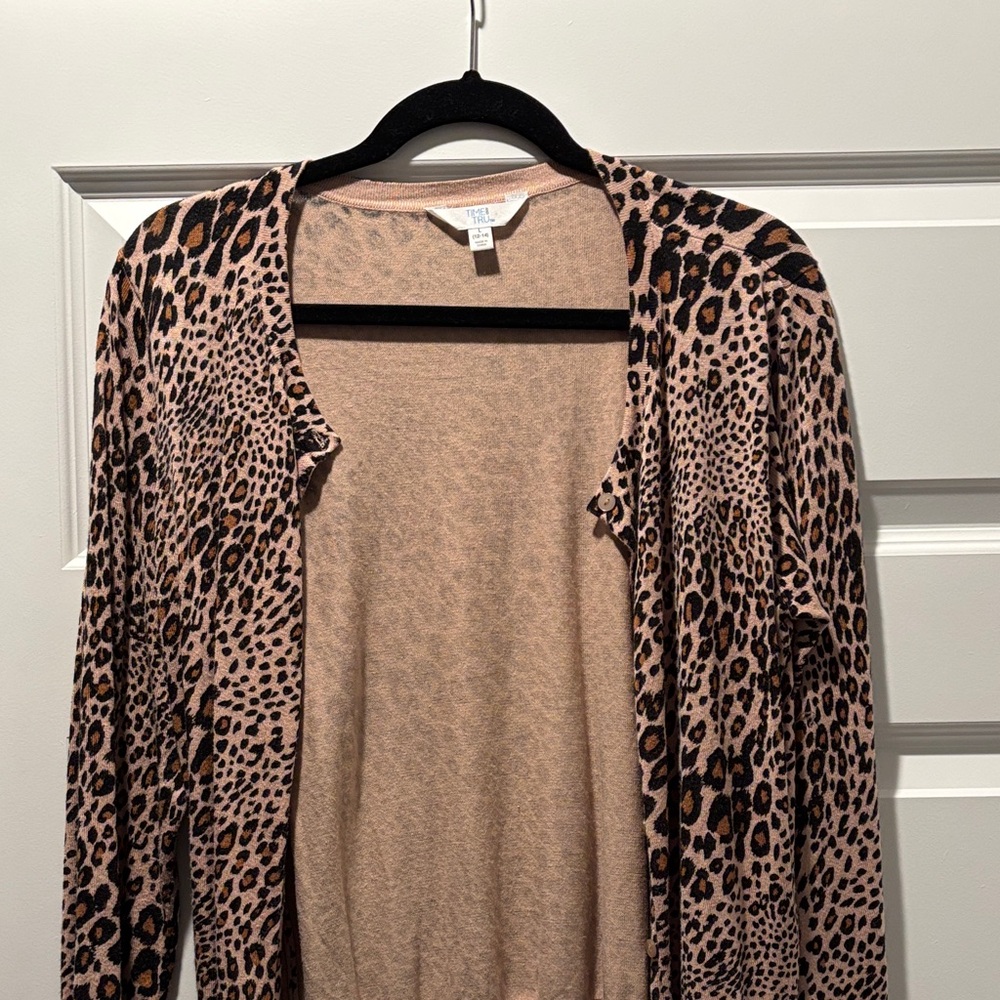 Time and Tru Leopard Print Cardigan